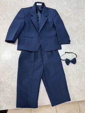 Navy Toddler Suit Two-Piece with Bow Tie